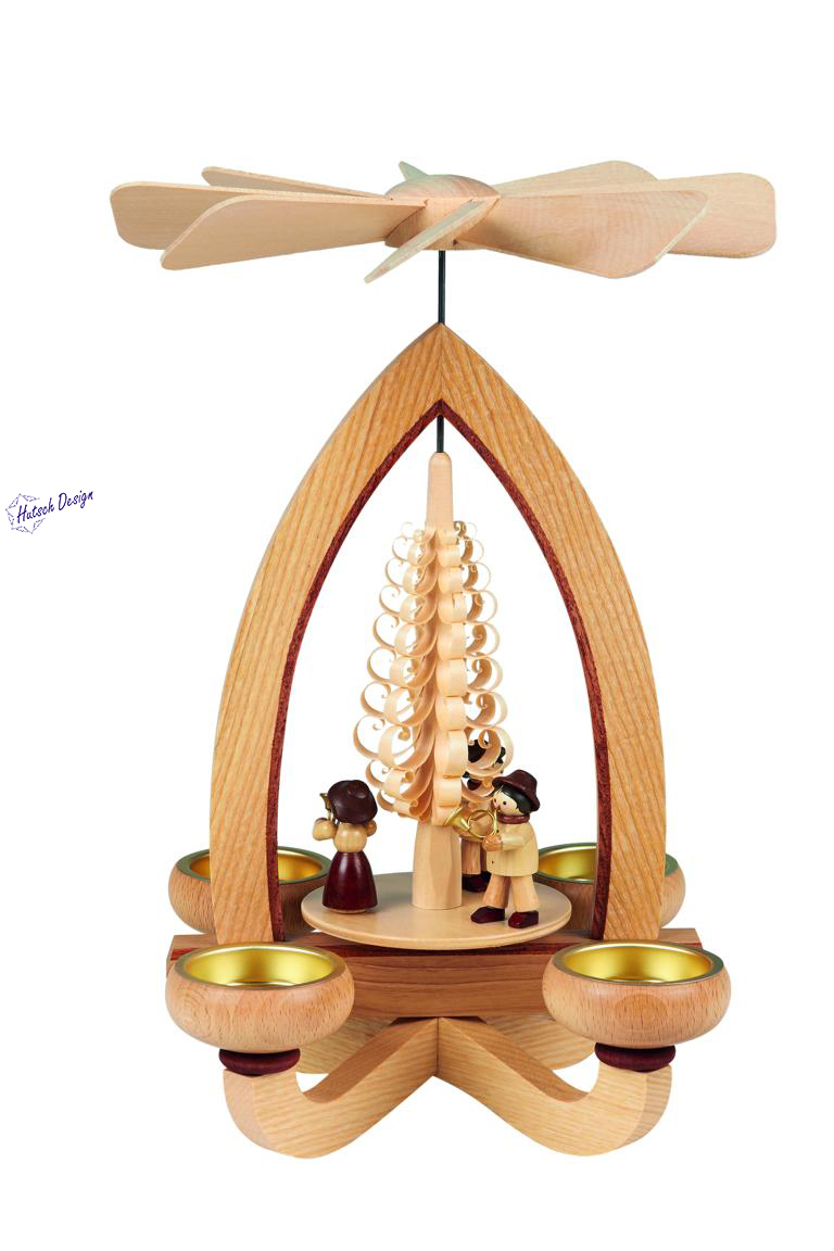 Teelichtpyramide mit Bläsertrio 28cm