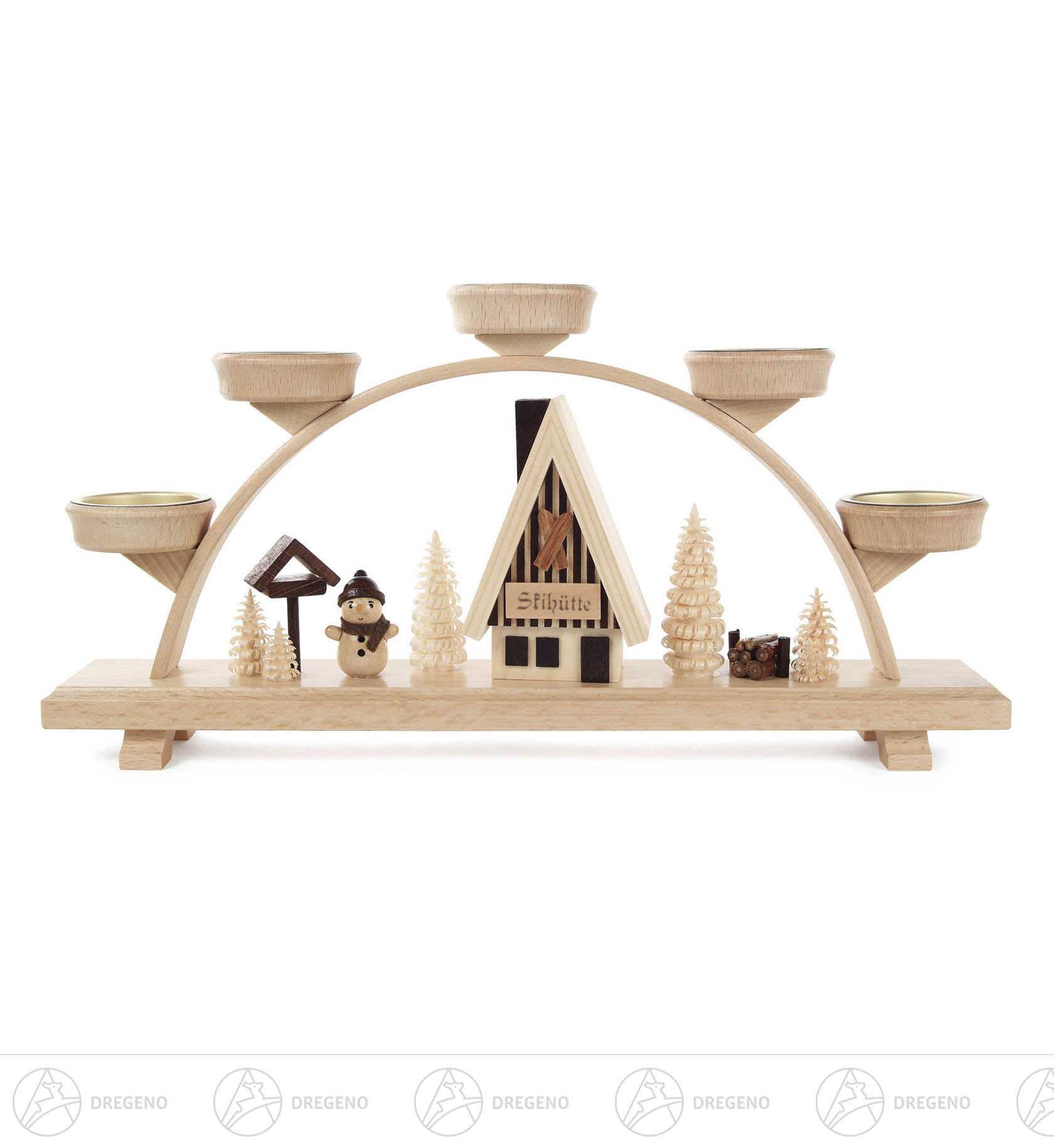 Schwibbogen mit Schneemann, für Teelichte 16x32cm