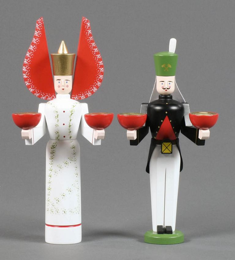 Engel und Bergmann, getupfte Schürze, für Kerzen d14mm