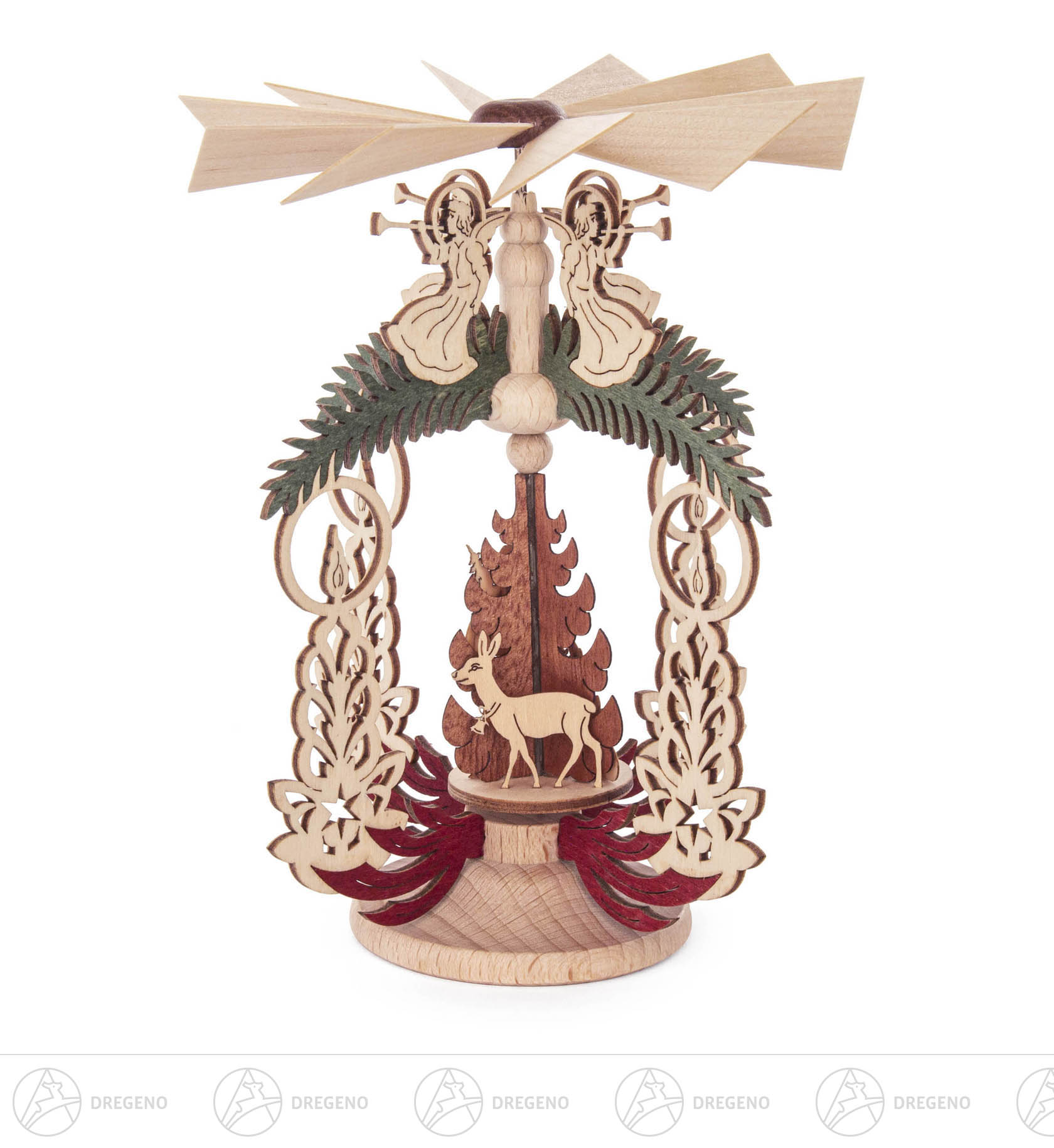 Wärmespiel Engel Kerze Weihnachtsmann/Reh/Schlitten