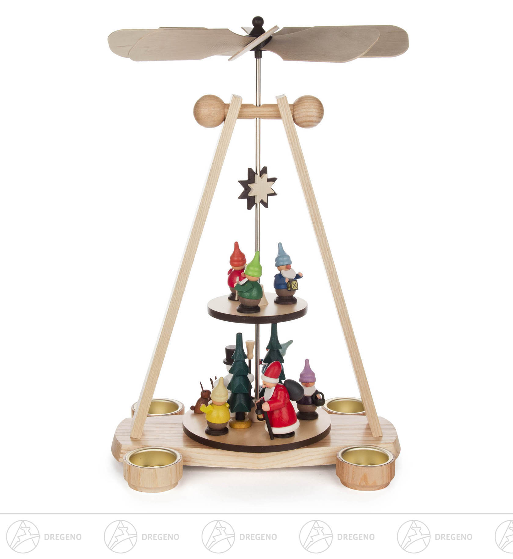 Pyramide mit Zwergen 2-stöckig für Teelichte