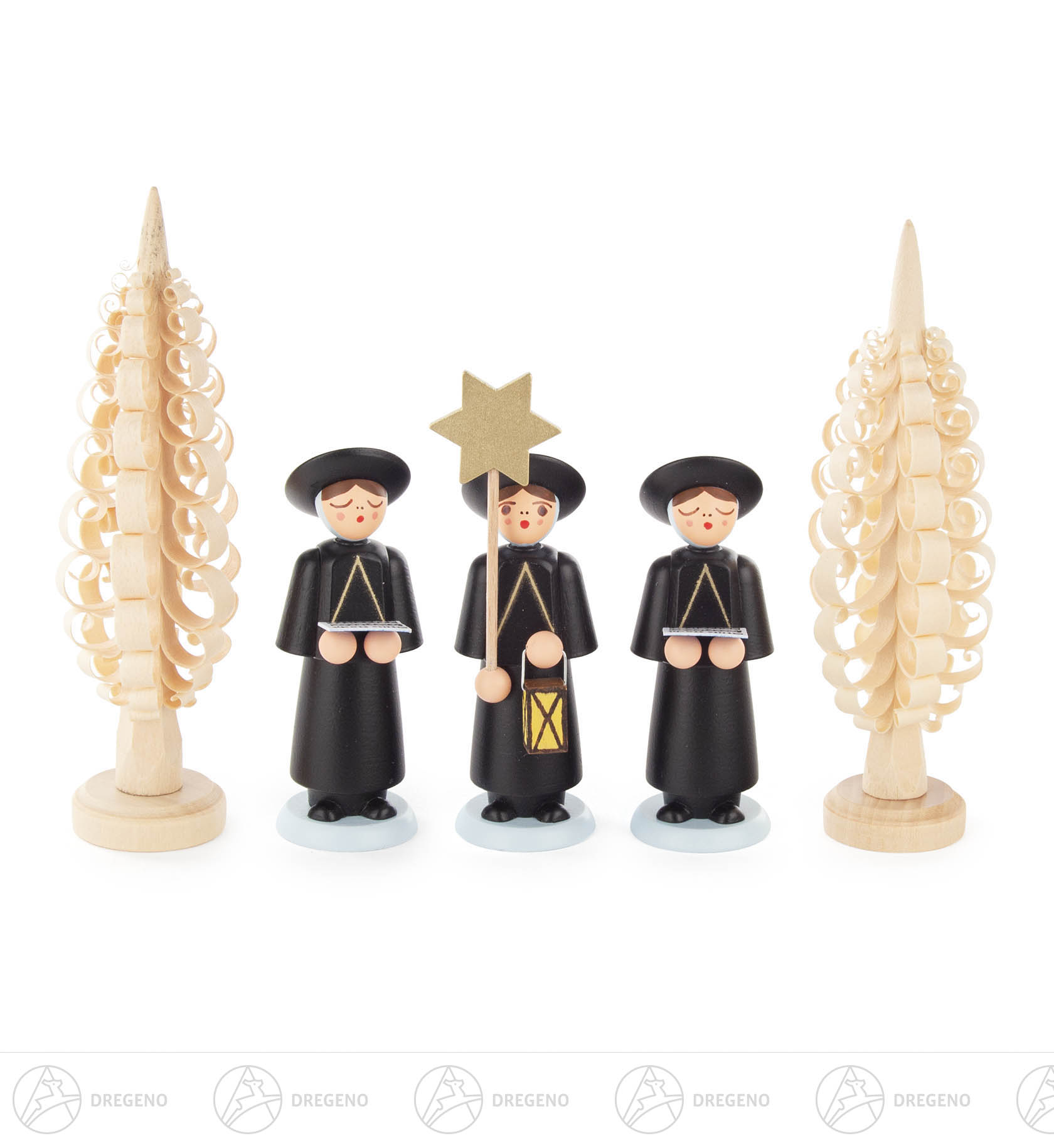 Kurrendefiguren schwarz (5) mit Spanbäumchen 12cm