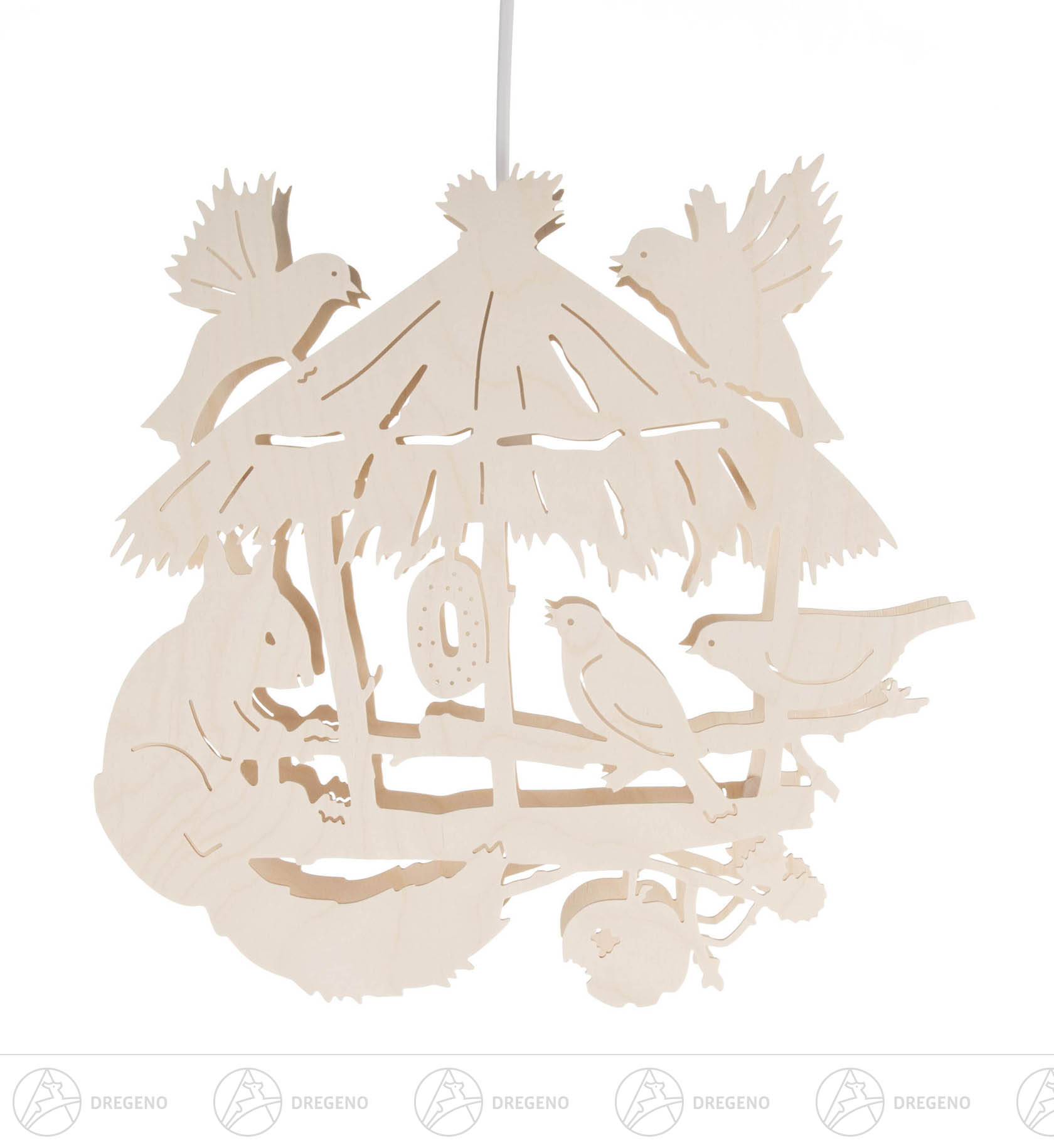 Fensterbild Vogelhaus mit Eichhörnchen, elektr. Beleuchtung 31cm