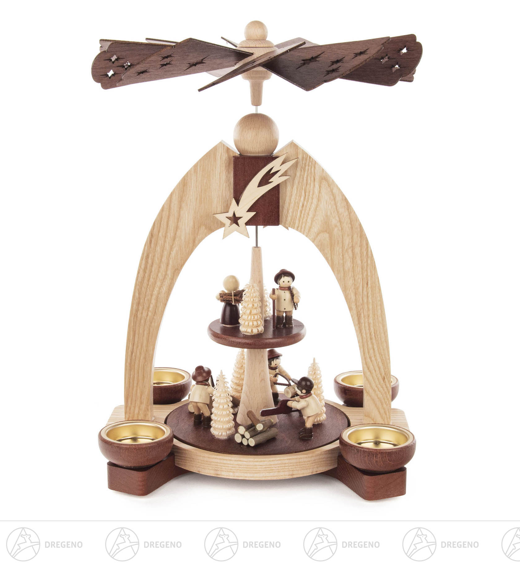 Pyramide mit Waldmotiv 2-stöckig natur für Teelichte