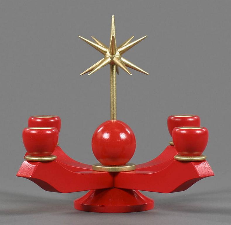 Adventsleuchter mit Stern, rot, für Kerzen d22,5mm Adventsleuchter mit Stern, rot, für Kerzen d22,5mm