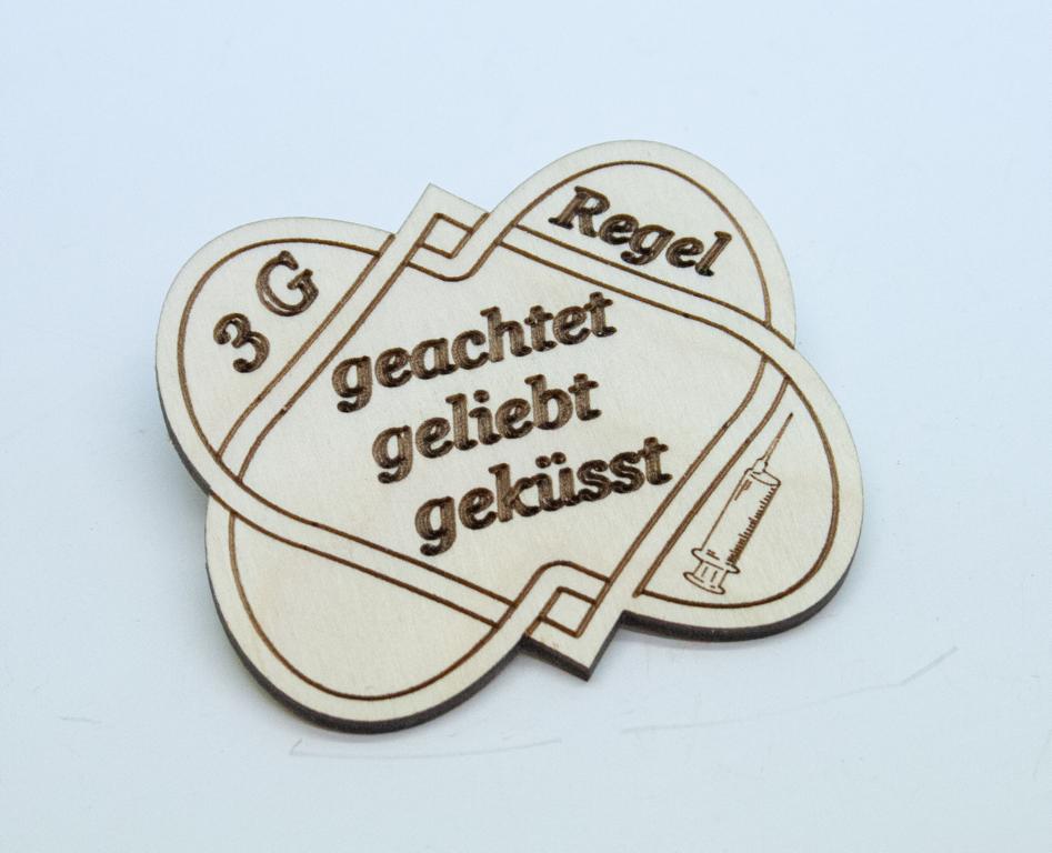 Anstecker 3G Regel 7x7 cm geachtet