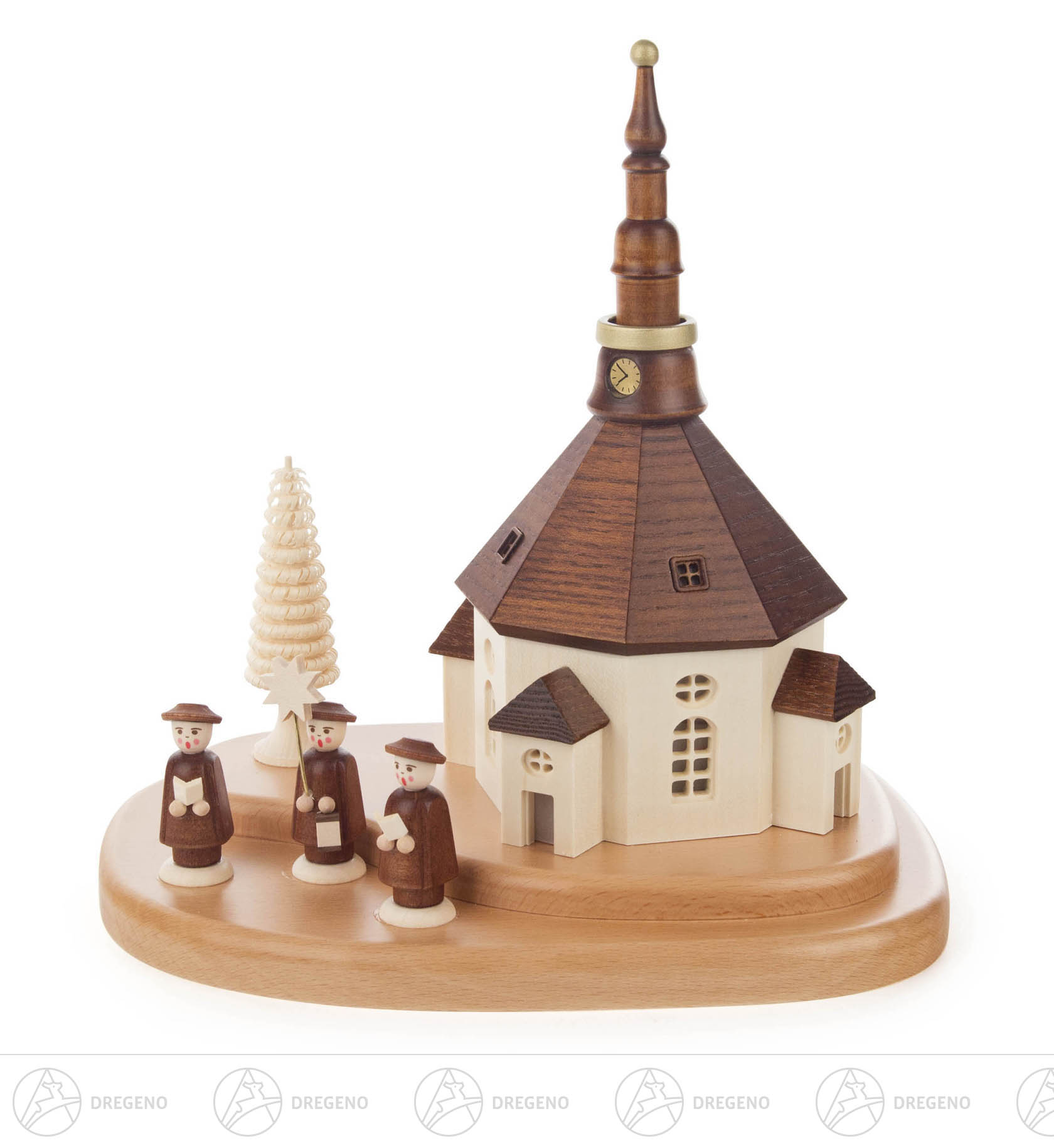 Seiffener Kirche mit Kurrende auf Sockel elektr. Innenbeleuchtung 22cm Seiffener Kirche mit Kurrende auf Sockel elektr. Innenbeleuchtung 22cm