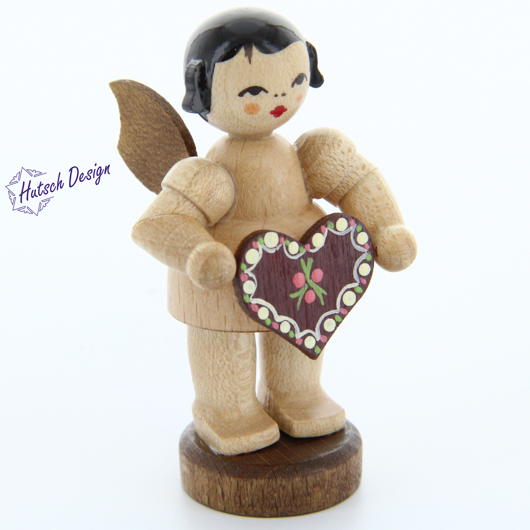 Engel stehend mit Lebkuchenherz, natur