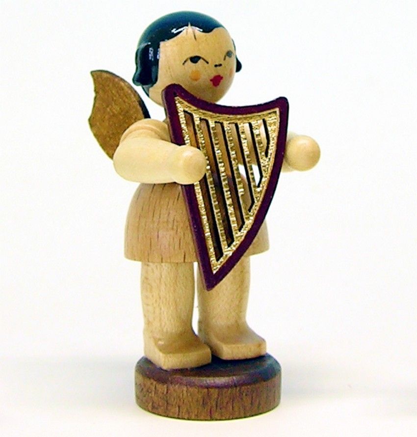 Engel stehend mit Handharfe, natur