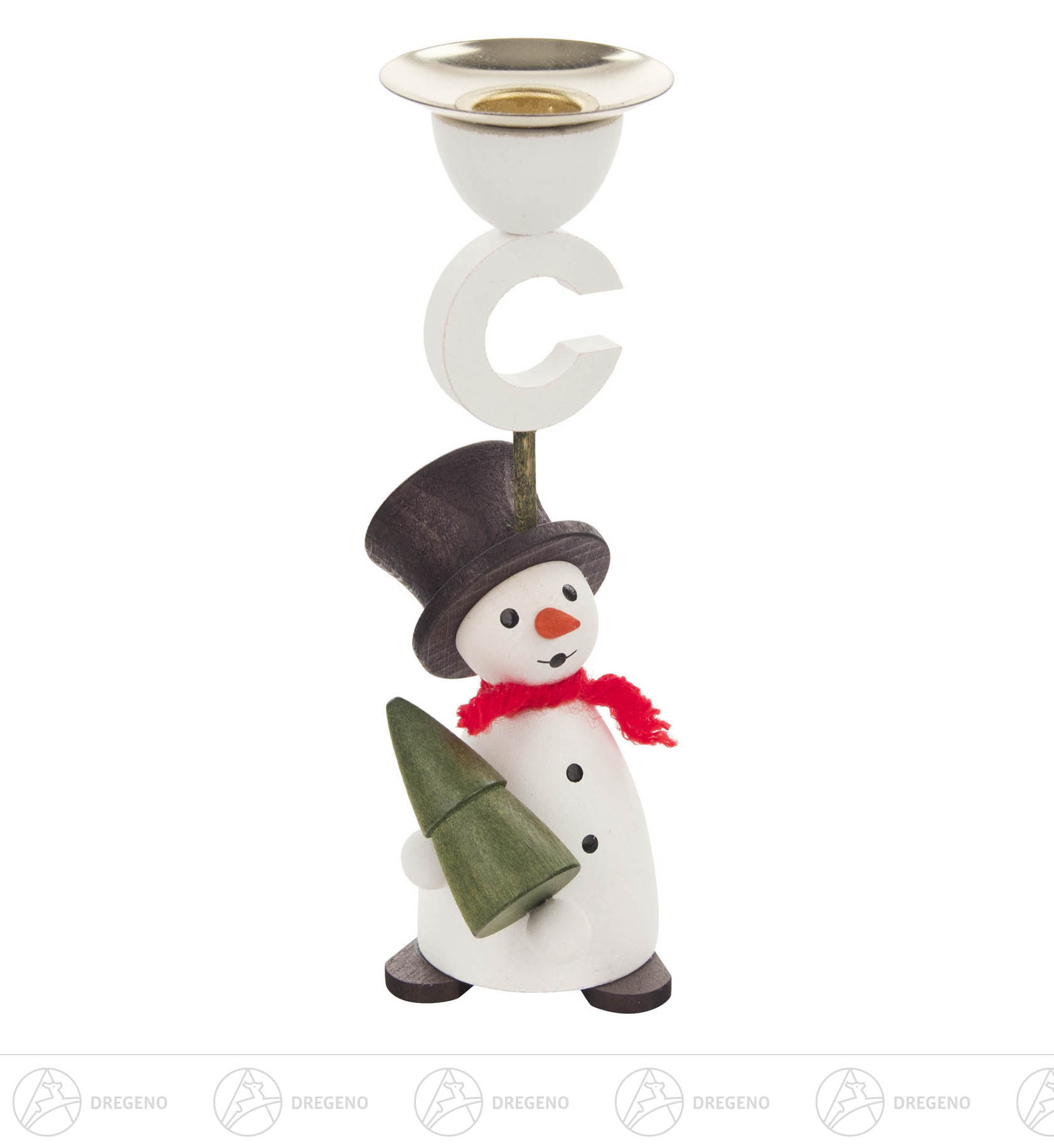 Behang Kerzenhalter Schneemann mit Baum für Kerzen 14mm 13cm