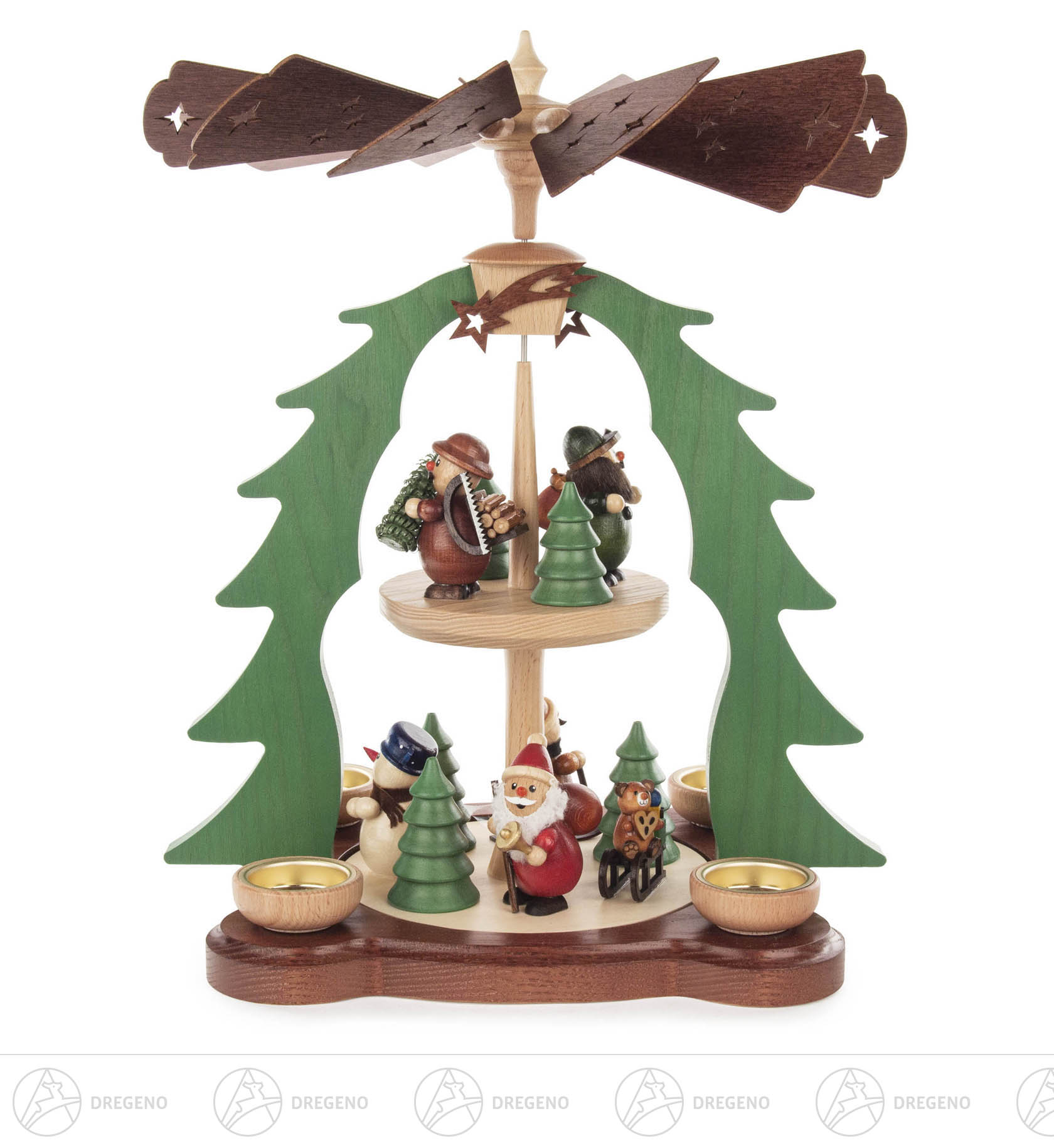 Pyramide Weihnachtsmotiv 2-stöckig farbig für Teelichte Pyramide Weihnachtsmotiv 2-stöckig farbig für Teelichte