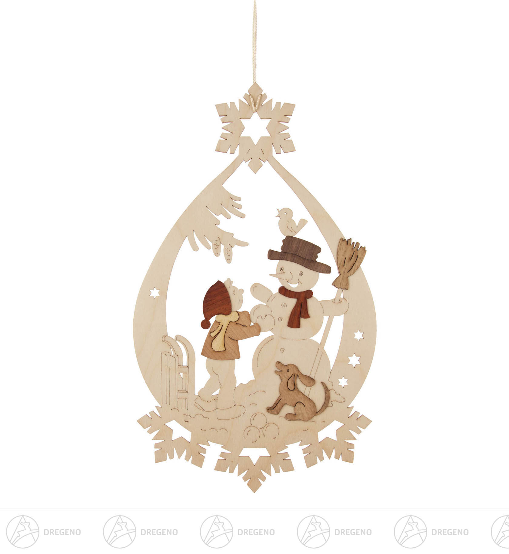 Fensterbild Winterkinder mit Schneemann