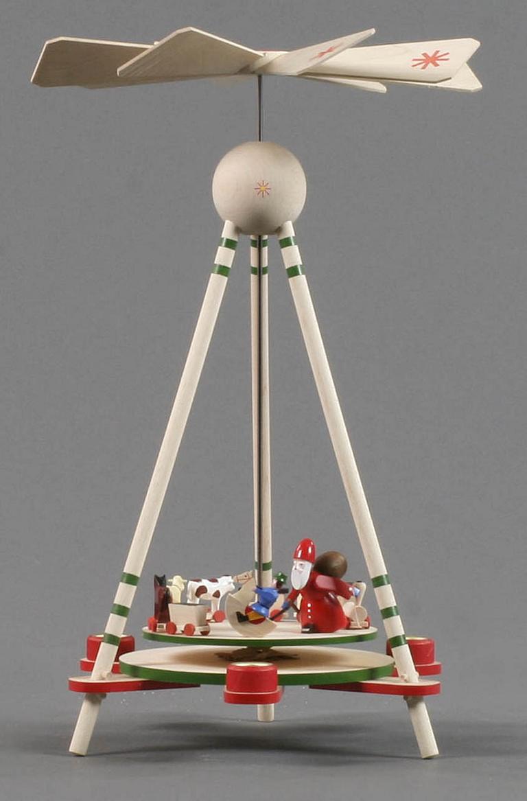 Stabpyramide mit Weihnachtsmann und Spielzeug, für Kerzen d14mm Stabpyramide mit Weihnachtsmann und Spielzeug, für Kerzen d14mm