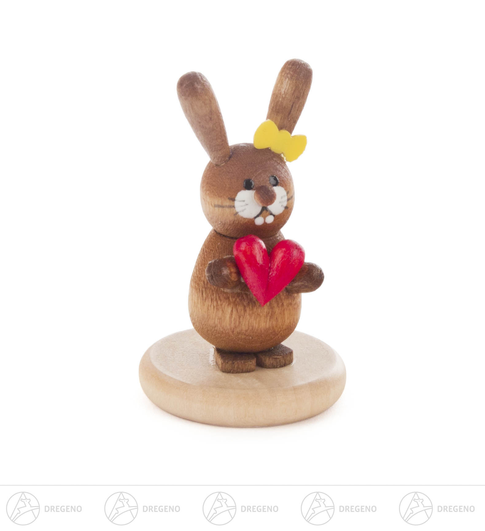 Hase mit Herz auf Sockel farbig, lasiert 5cm