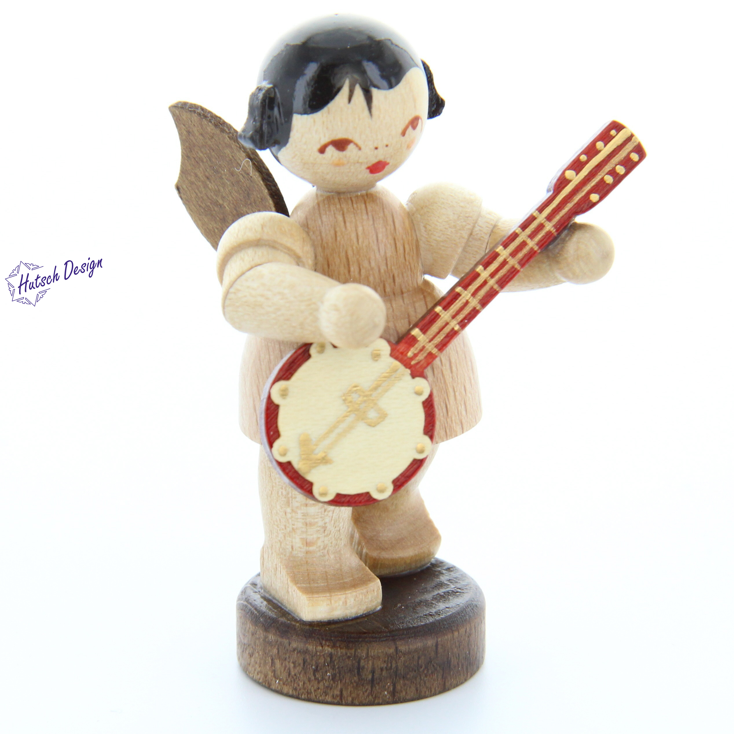 Engel stehend mit Banjo, natur