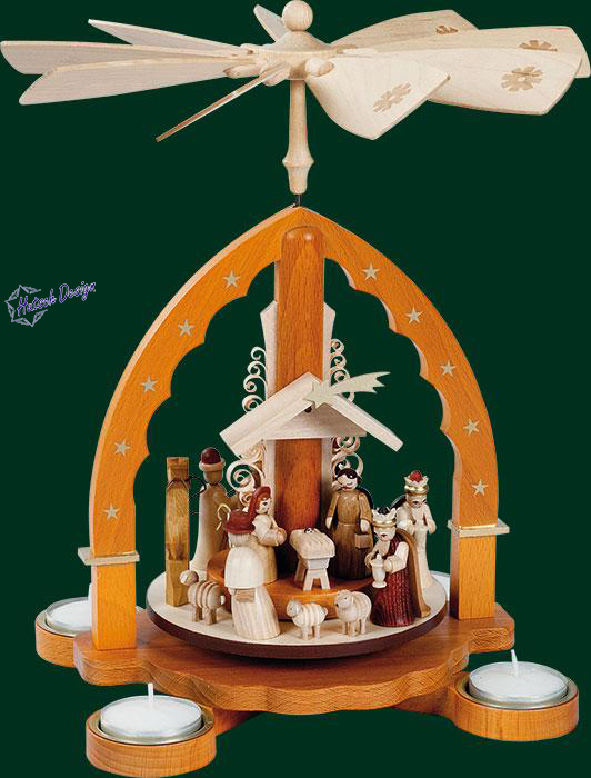 Pyramide Christi Geburt, natur, für Teelichte 27 cm Pyramide Christi Geburt, natur, für Teelichte 27 cm