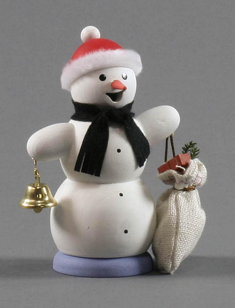 Räuchermann Schneemann mit Geschenksack