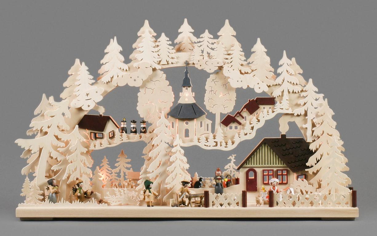 Schwibbogen Dorfidylle groß, indirekt elektrisch beleuchtet 43x72cm Schwibbogen Dorfidylle groß, indirekt elektrisch beleuchtet 43x72cm