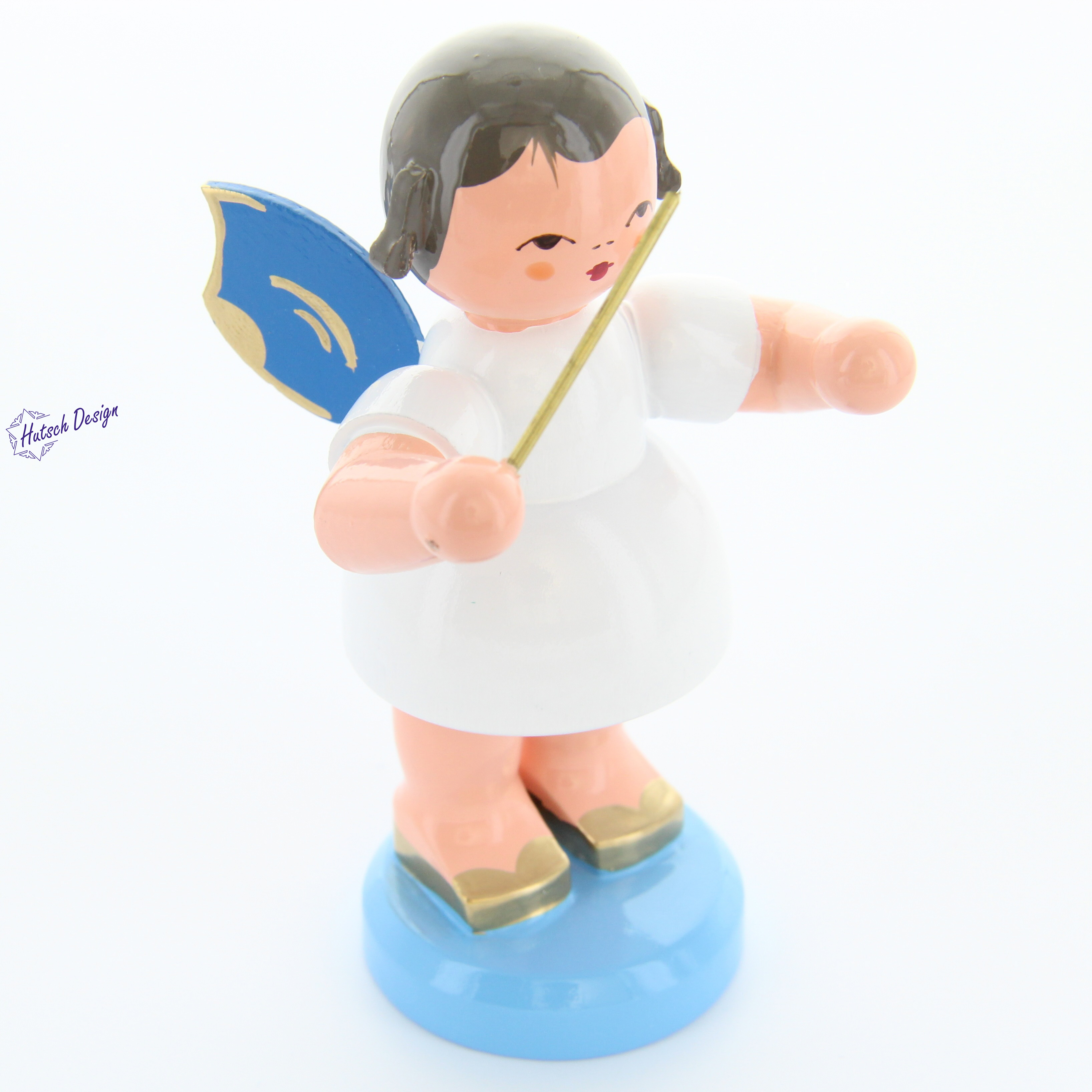 Engel stehend groß Dirigent, blaue Flügel