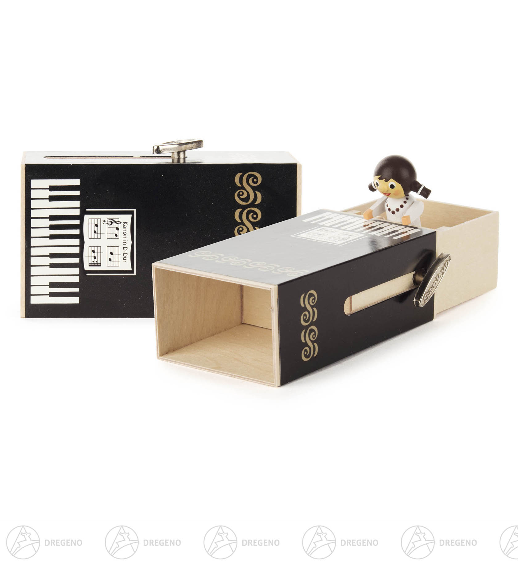 Schiebebox Piano-Box mit Mädchen Melodie: Kanon in D-Dur 6cm