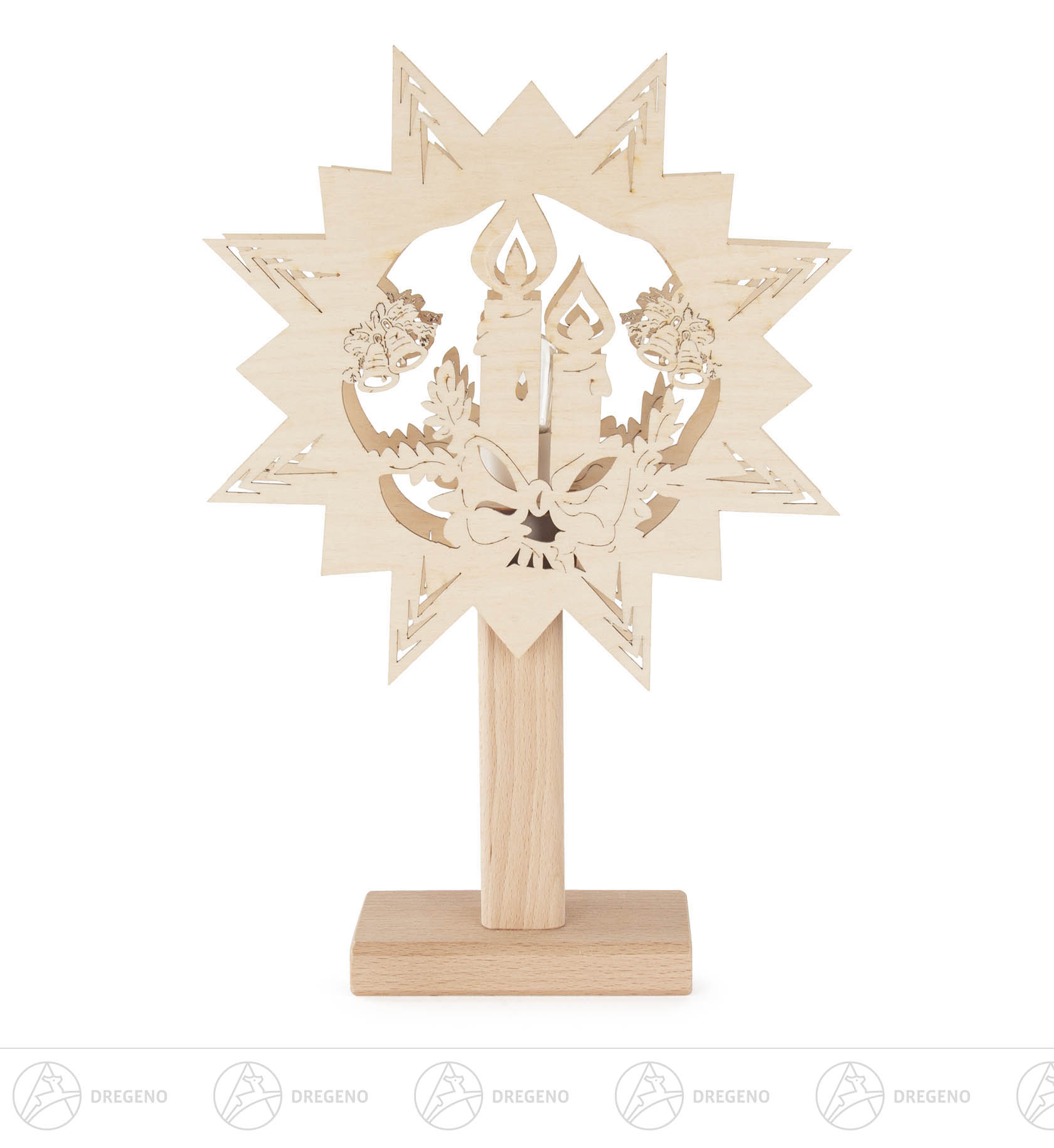 Fensterbild Kerze auf Sockel zum Stellen mit elektrischer Beleuchtung