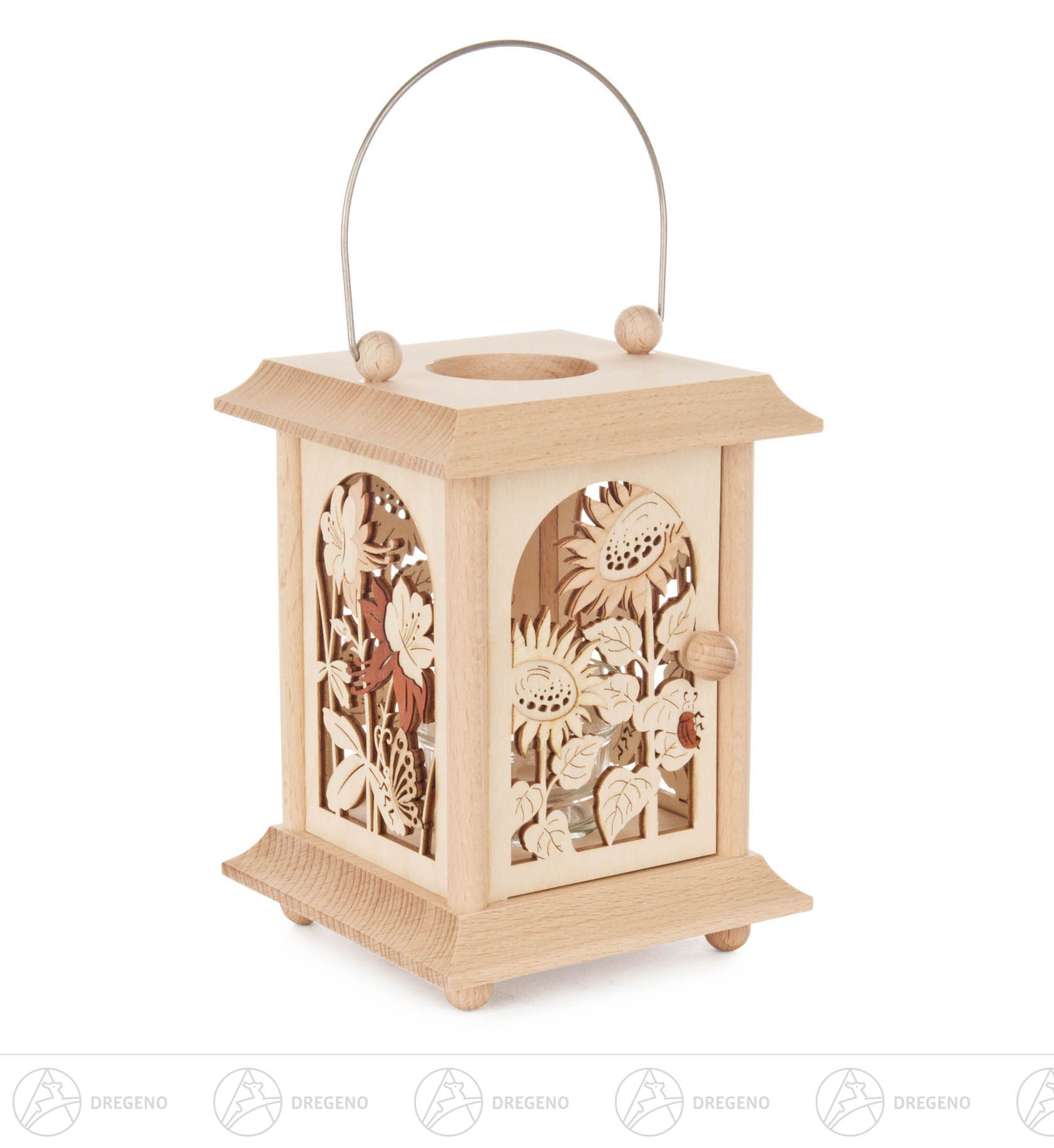 Tischlaterne Sommerblume für Teelicht oder Votivkerze 17cm