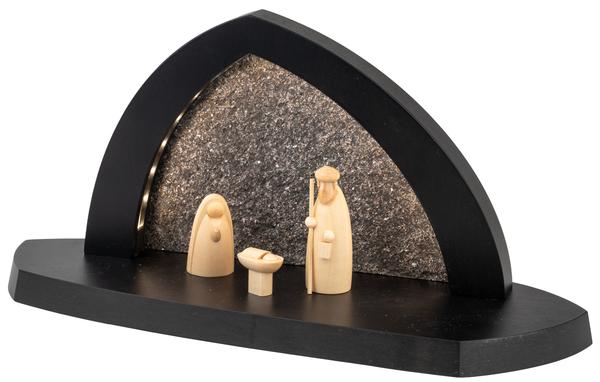 Gesteinsbogen 15x31x11cm anthrazit LED beleuchtet Heilige Familie