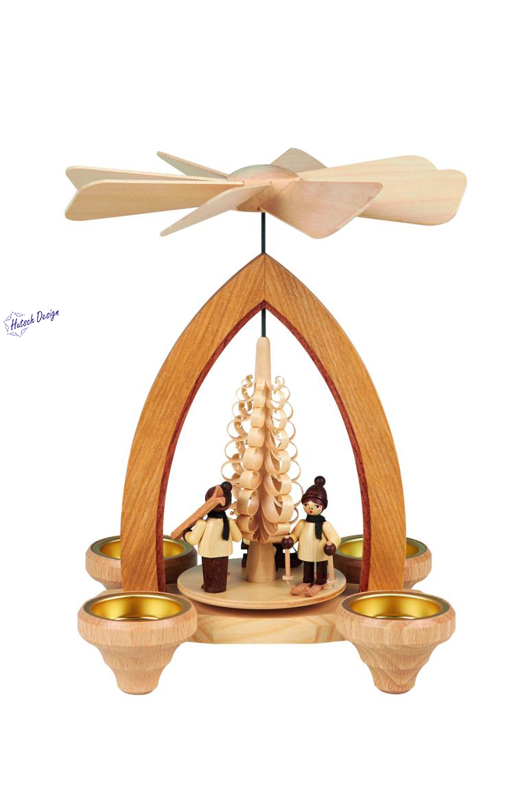 Teelichtpyramide mit Winterkinder 26cm Teelichtpyramide mit Winterkinder 26cm