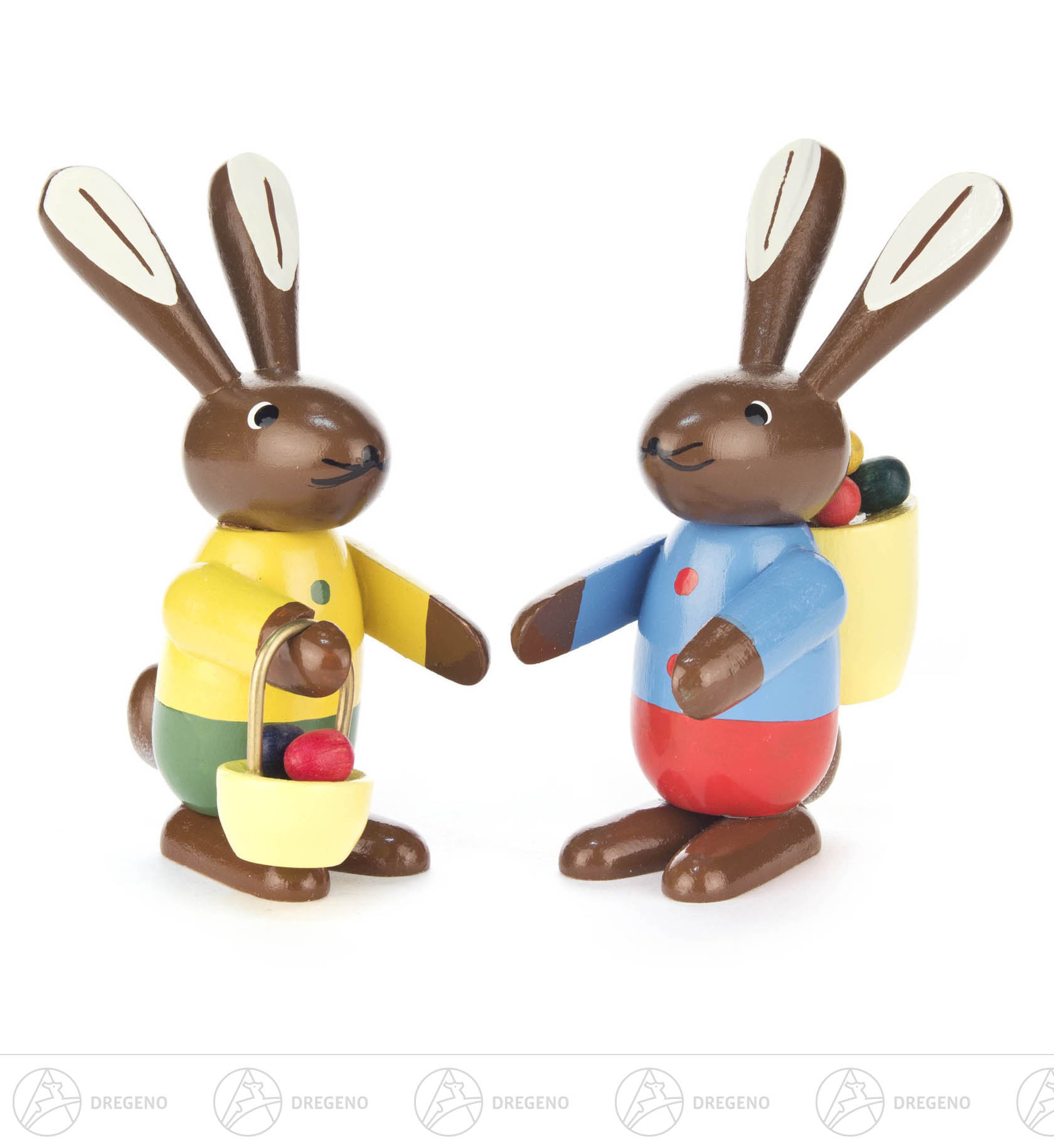 Hasenpaar mit Körben farbig 9cm