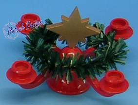 Leuchter, rot mit Stern und Kranz