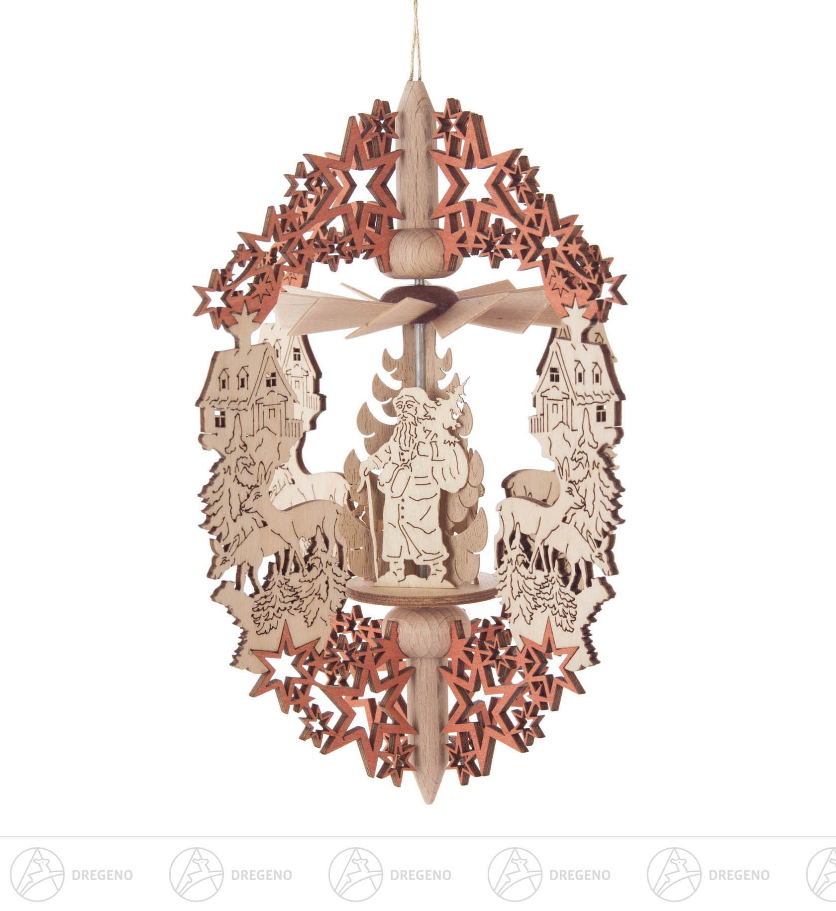 Wärmespiel Advent Sterne Winterdorf/Weihnachtsmann, zum Hängen 11cm