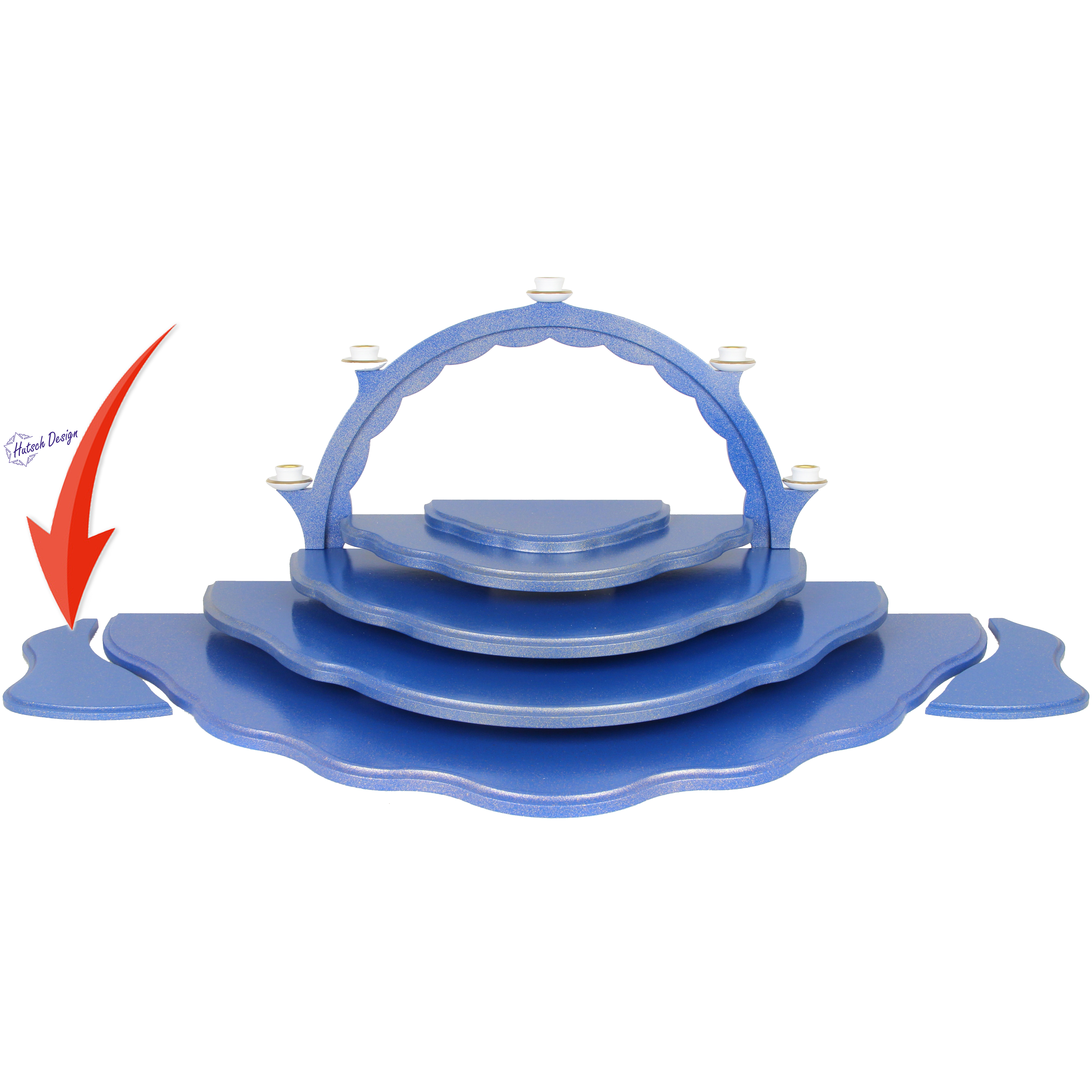 Seitenteil für Etage 4 links, blau/gold