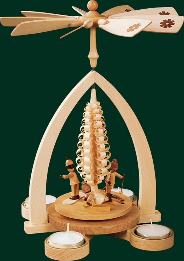 Pyramide Winterkinder für Teelichte  28 cm