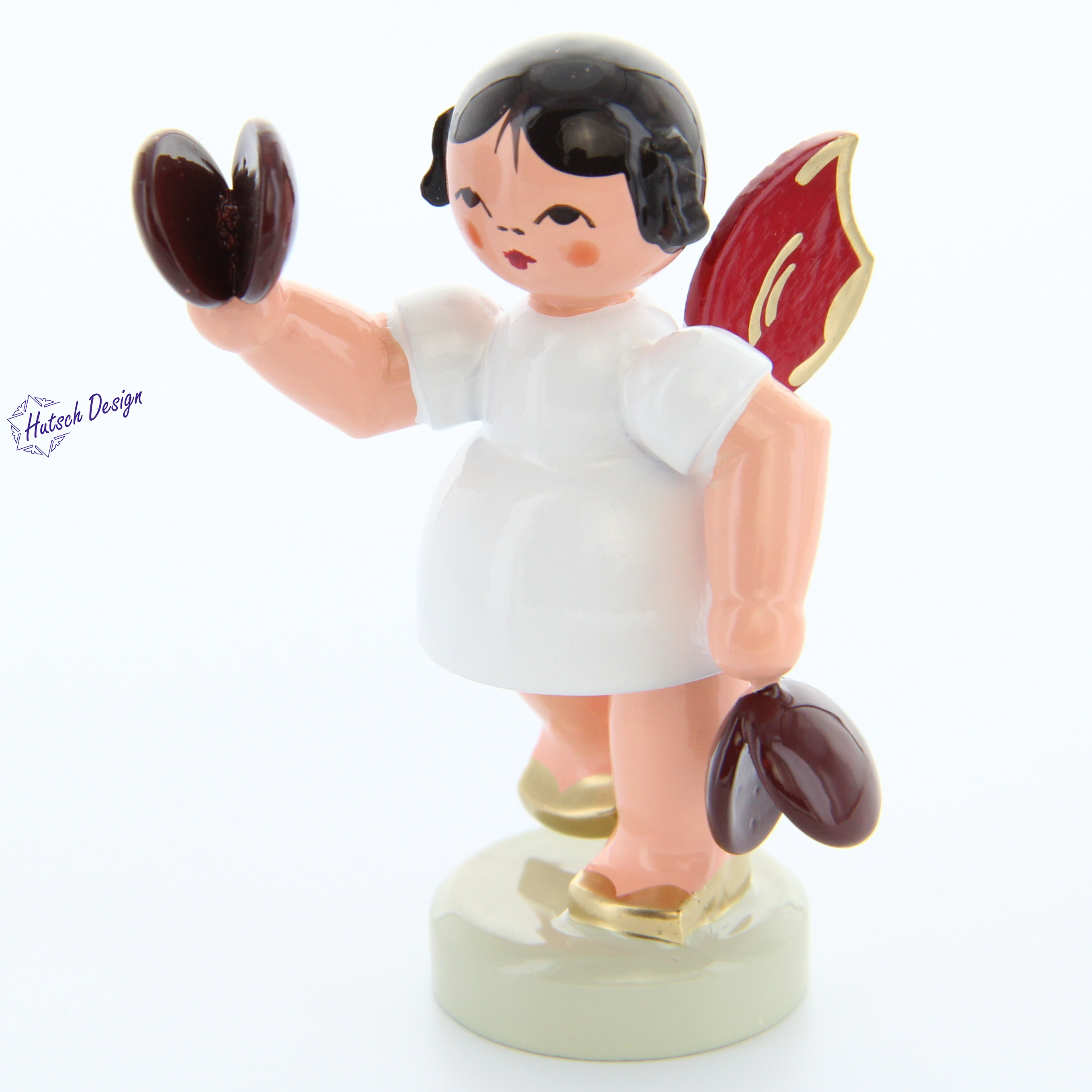 Engel stehend mit Kastagnetten, rote Flügel