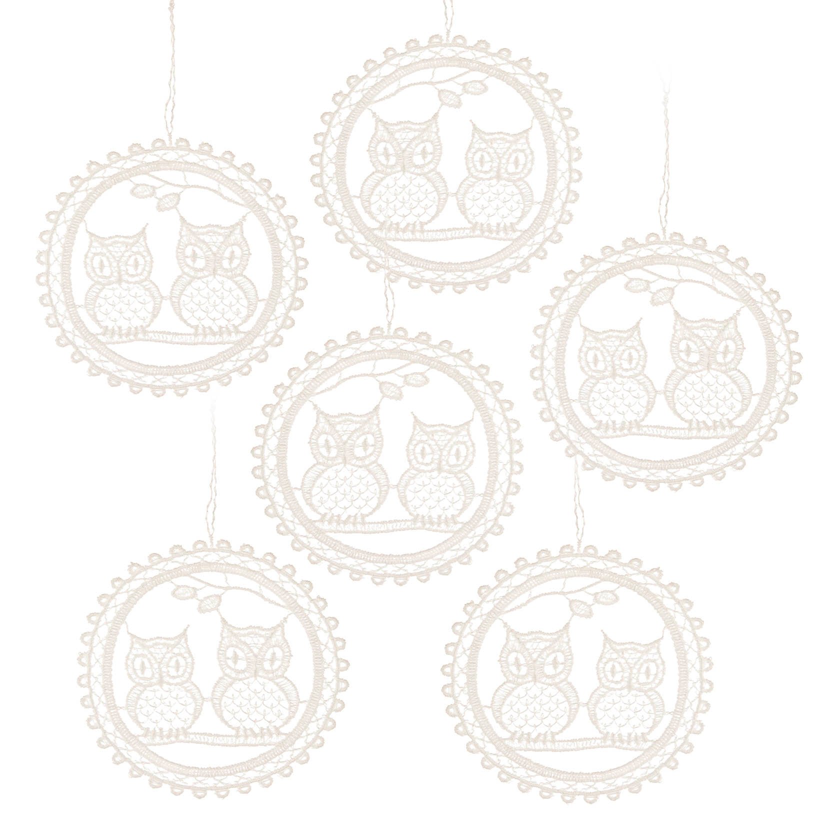 Behang Eulen in Kugel 6-teilig 6 x 177572  Plauener Spitze 8cm
