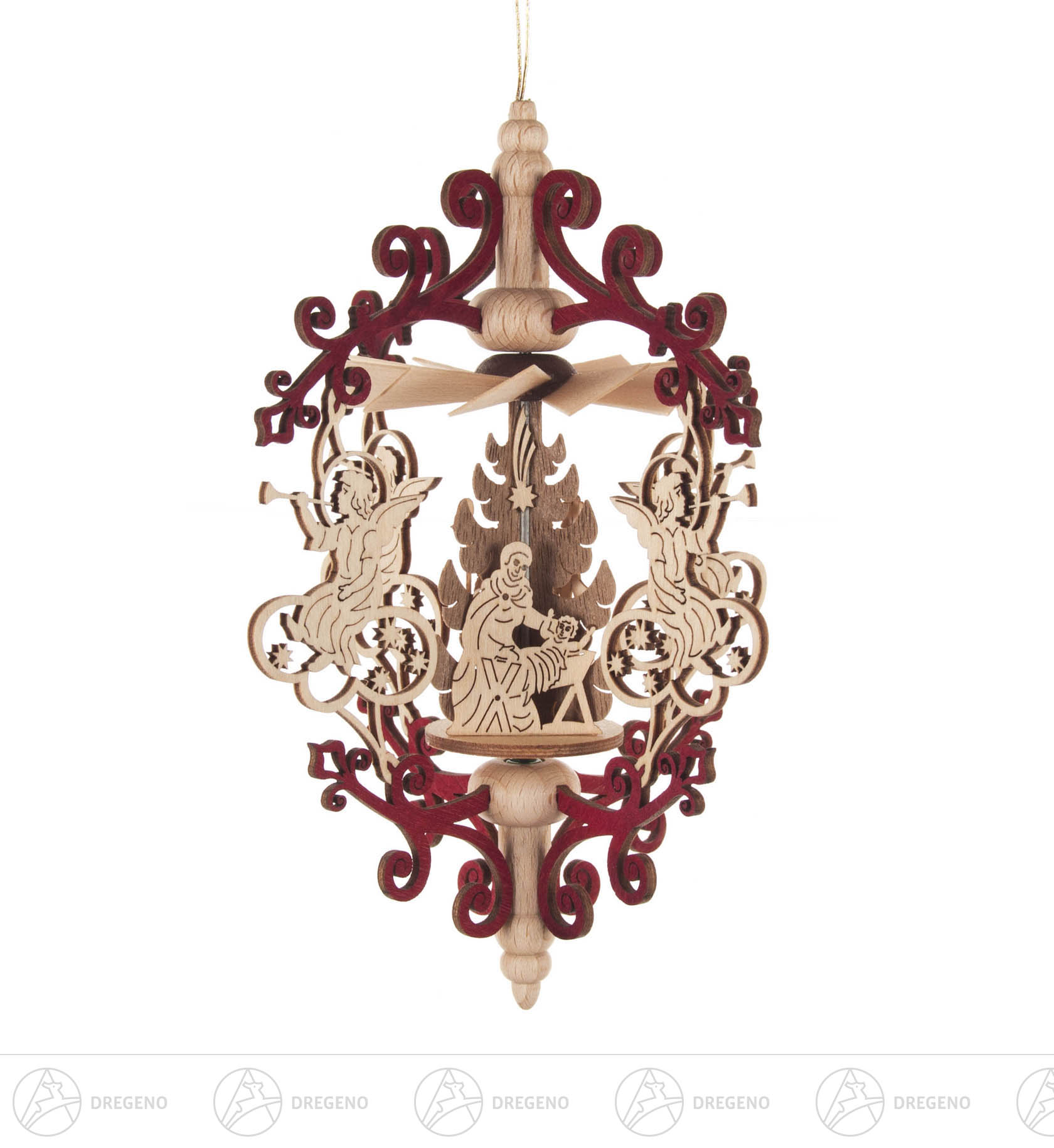 Wärmespiel Rollspan  Engel mit Posaune/Christi Geburt, zum Hängen 11cm