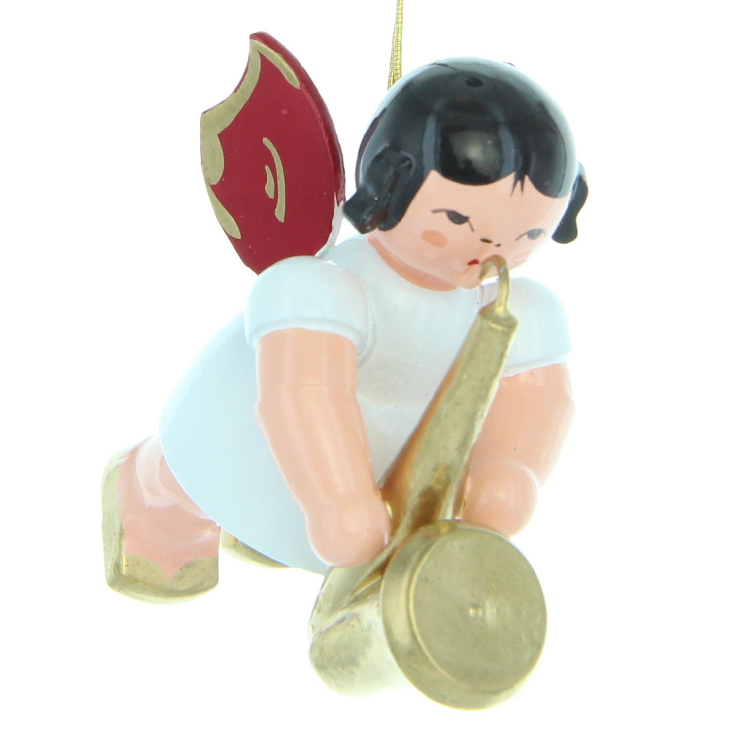 Schwebeengel mit Saxophon, rote Flügel