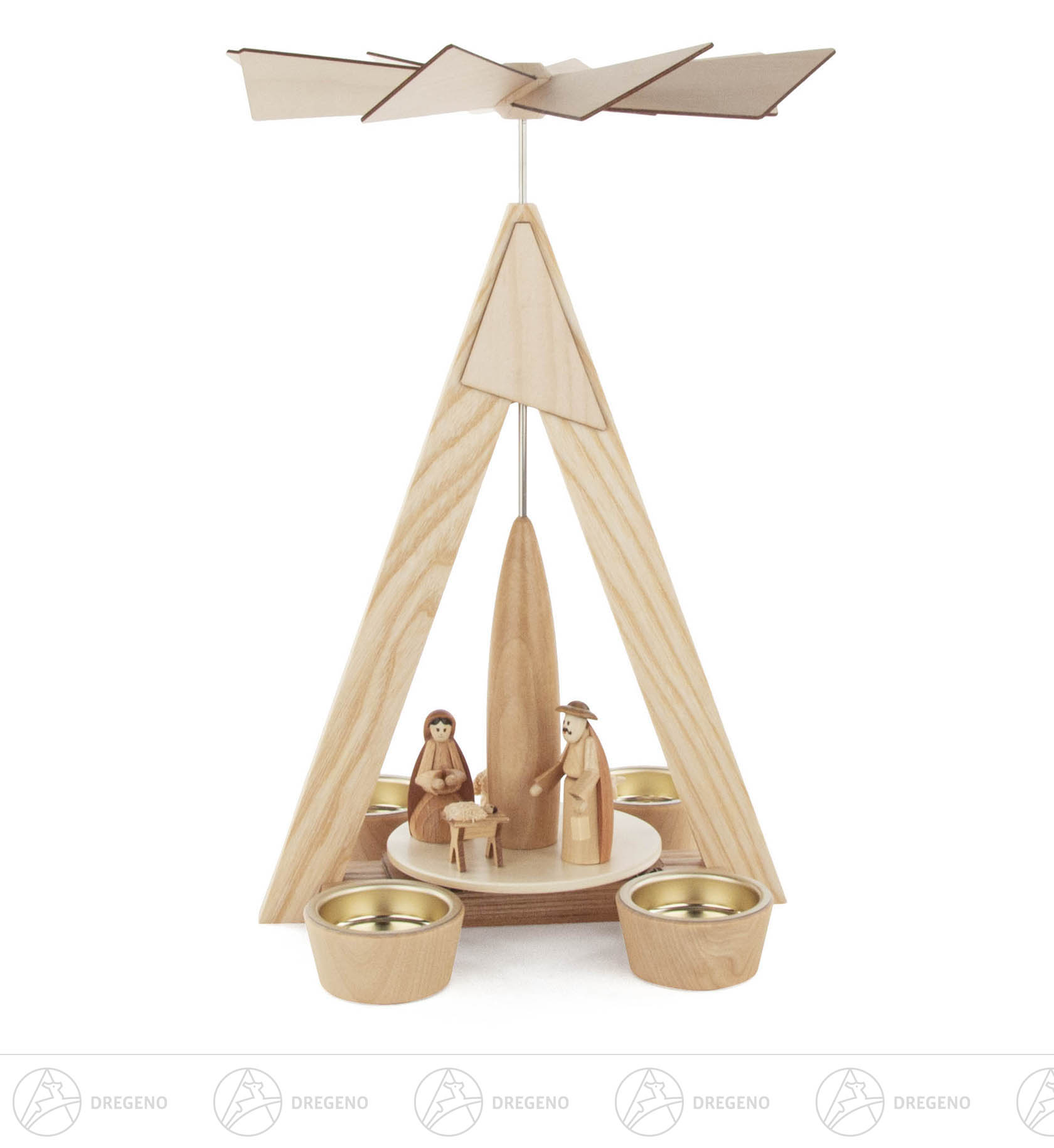 Pyramide Christi Geburt natur für Teelichte