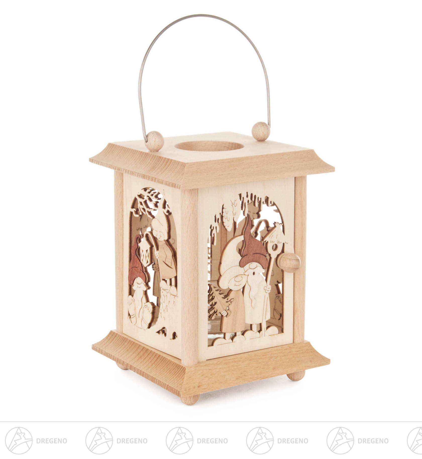 Tischlaterne Wichtel für Teelicht oder Votivkerze 17cm