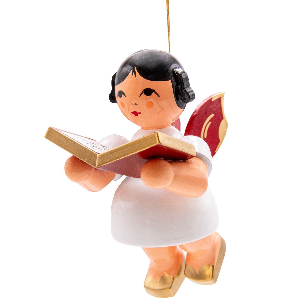 Schwebeengel groß mit Gesangbuch, rote Flügel 9cm