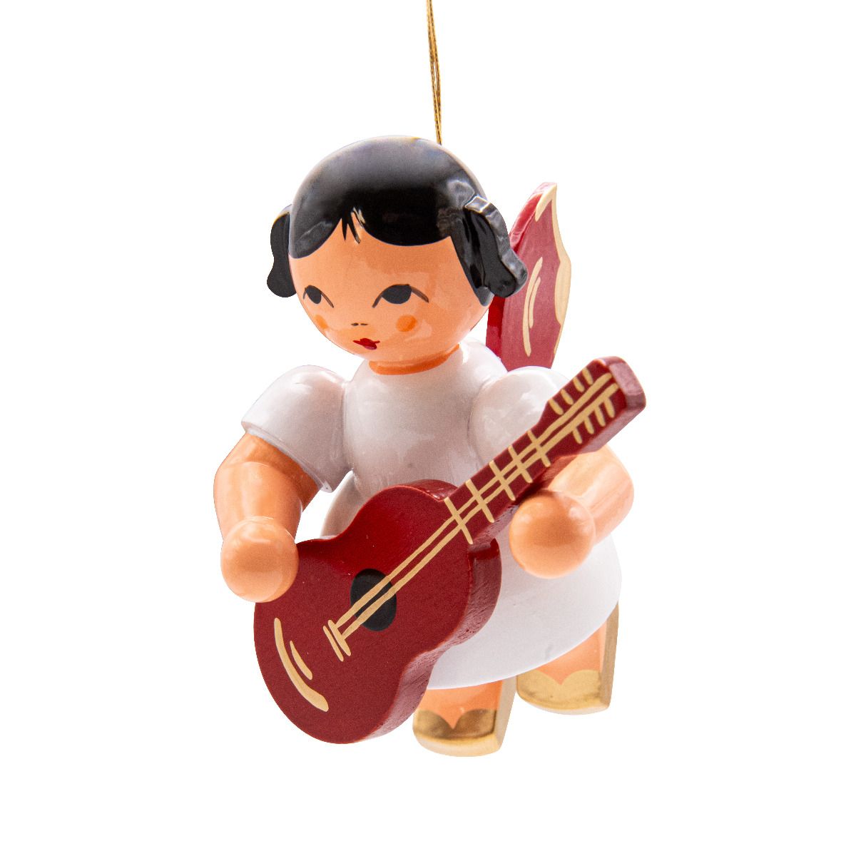 Schwebeengel groß mit Gitarre, rote Flügel 9cm