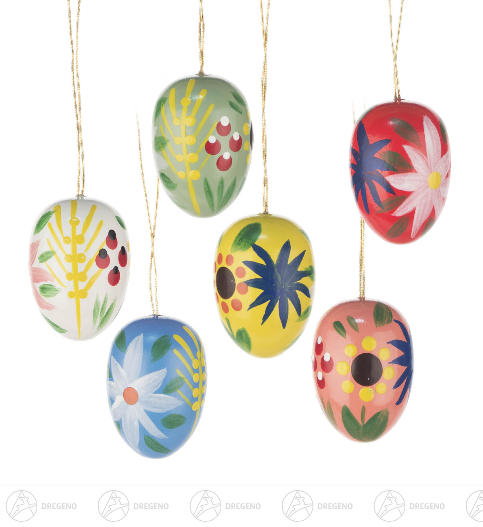 Behang Ostereier mit Blumen (6) 3cm