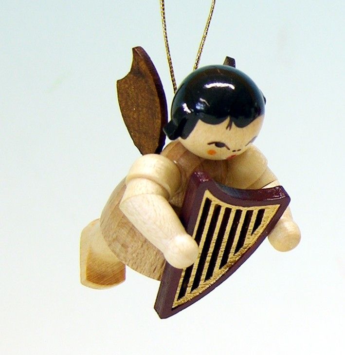 Schwebeengel mit Handharfe, natur