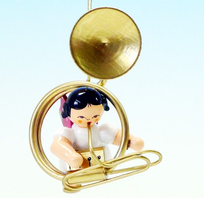 Schwebeengel mit Susaphon, rote Flügel