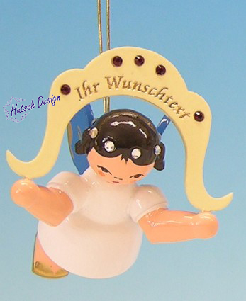 Engel schwebend Namensengel, Wunschtext Sondered. Swaro., blaue Flügel