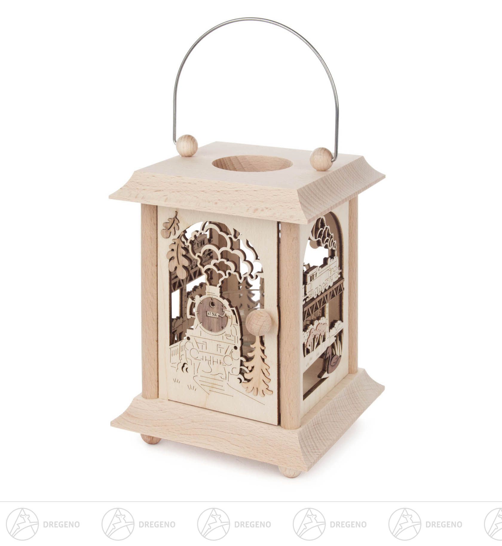 Tischlaterne Eisenbahn mit Glaseinsatz für Teelicht oder Votivkerze 17cm