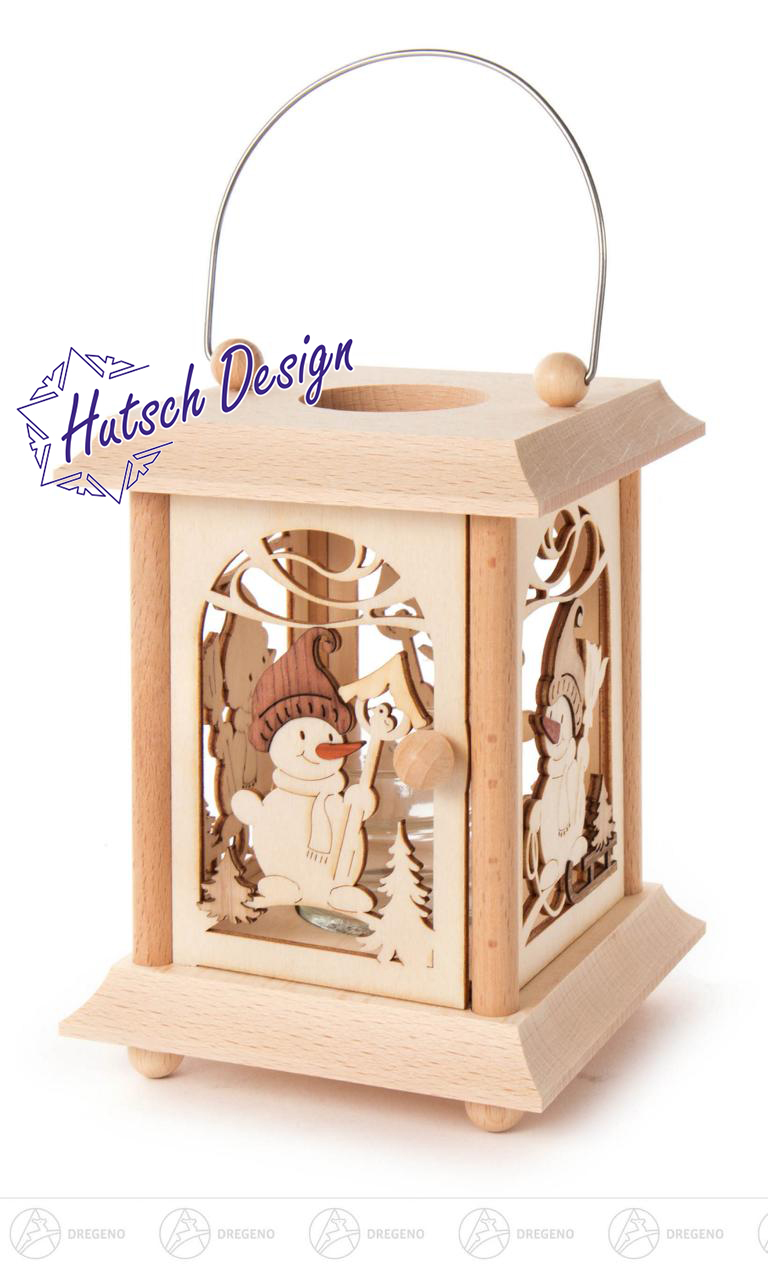 Tischlaterne Schneemann mit Glaseinsatz für Teelicht oder Votivkerze