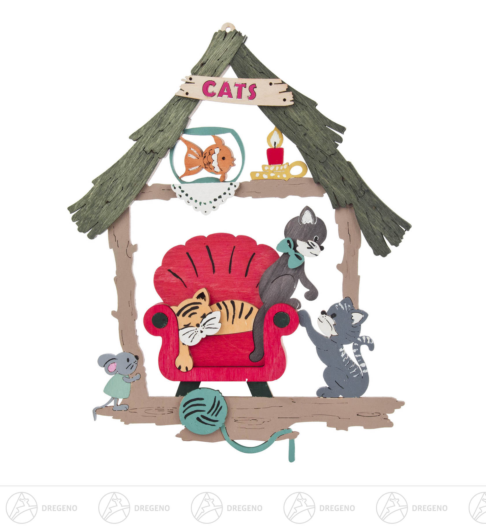 Bastelset Fensterbild Katzen im Sessel 19x24cm