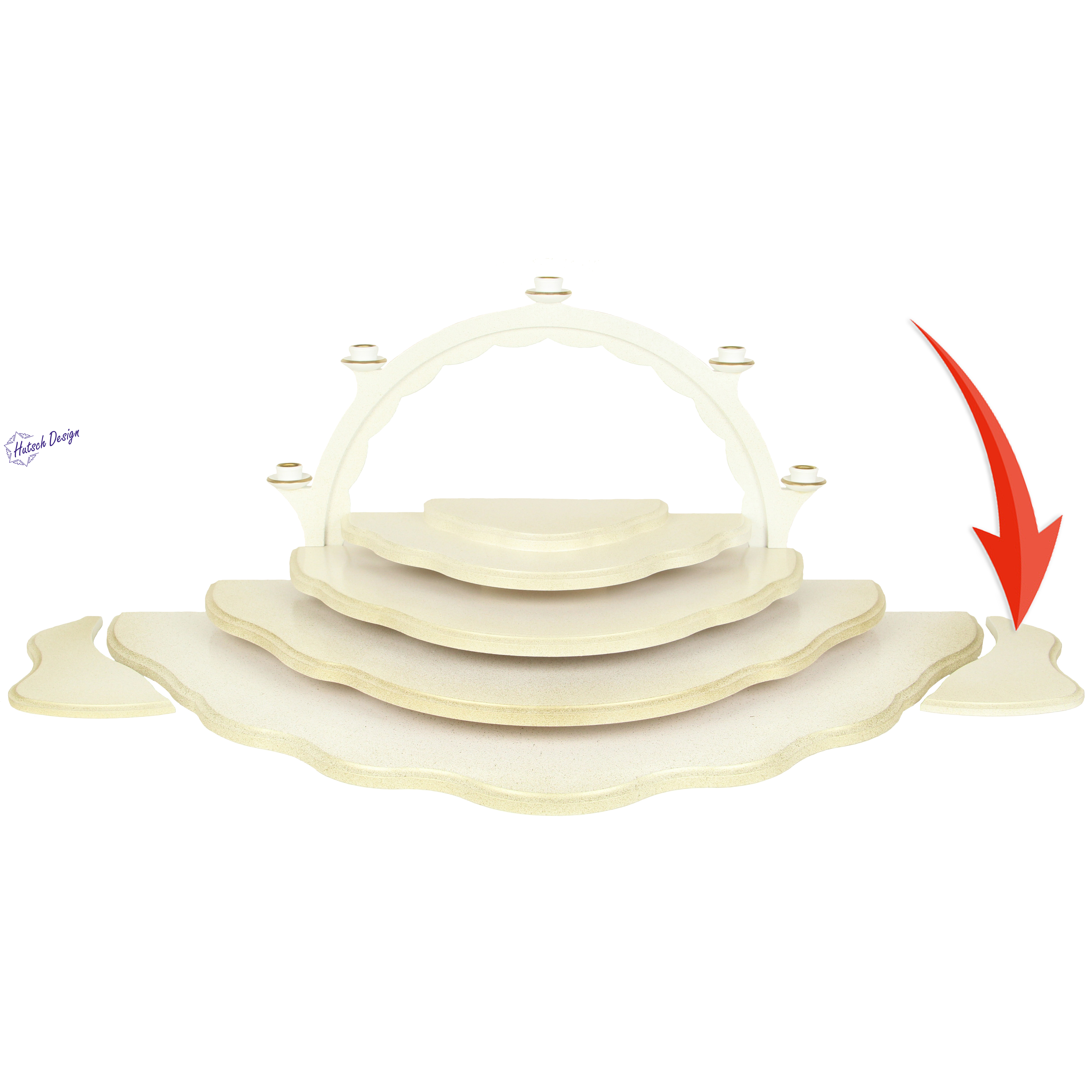 Seitenteil für Etage 4 rechts, weiß/gold