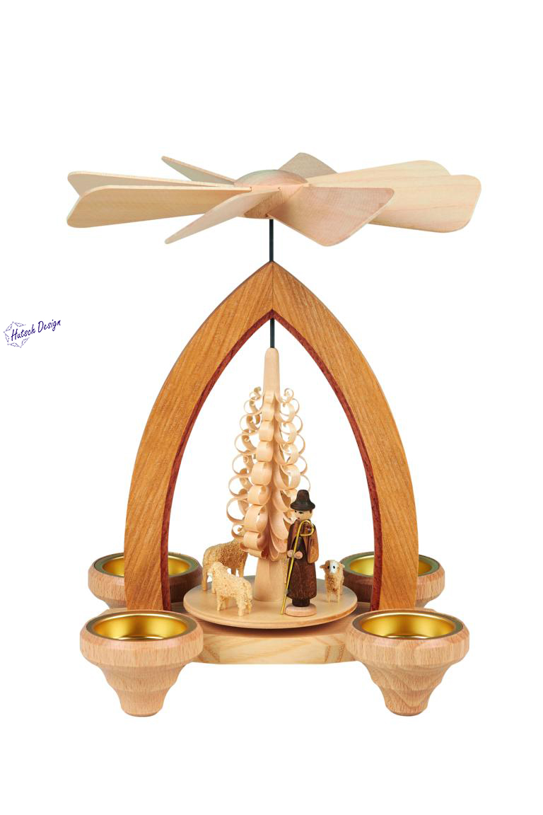 Teelichtpyramide mit Schafe 26cm Teelichtpyramide mit Schafe 26cm